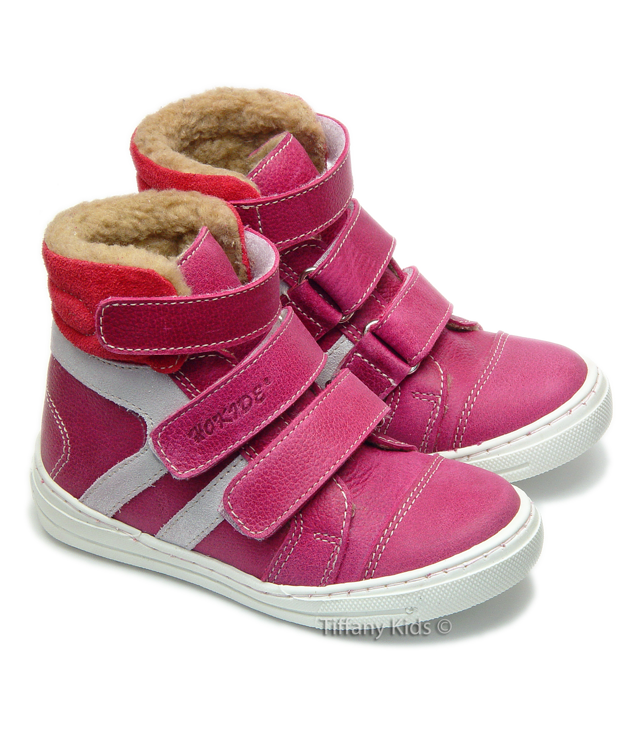 Hokide® Ghete piele imblanite Fuxia
