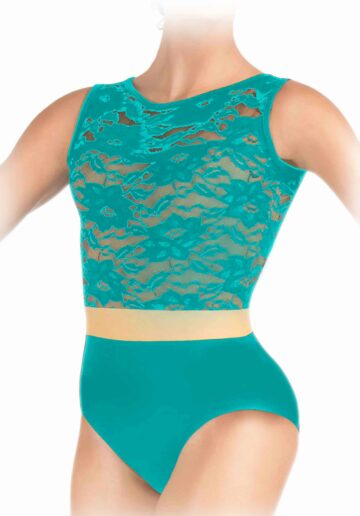 Body gimnastica & dans Verde turcoaz  Dantelat 1123