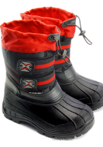 Wojtylko® Cizme eco imblanite Negru-Rosu
