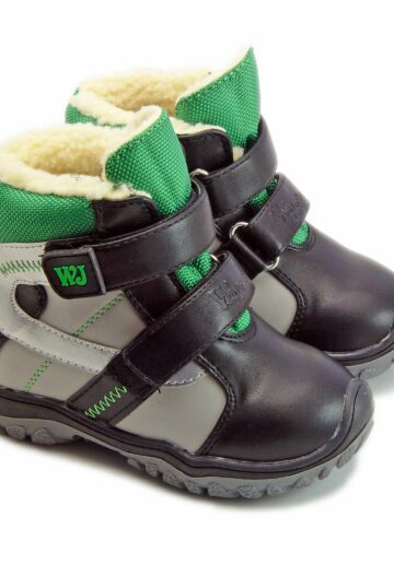 Wojtylko® Ghete piele eco imblanite gri-verde 200881