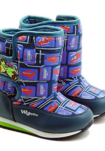 Wojtylko® Cizme eco imblanite Albastru Avioane