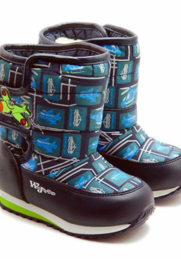 Wojtylko® Cizme eco imblanite Bleumarin Avioane