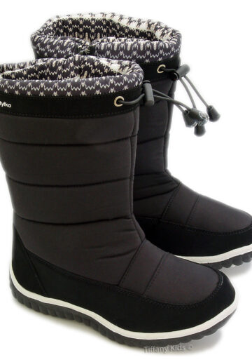 Cizme eco imblanite Negru-Alb