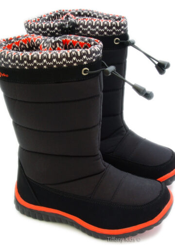 Cizme eco imblanite Negru-Rosu