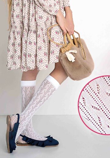 Knittex® Sosete lungi albe Mabel